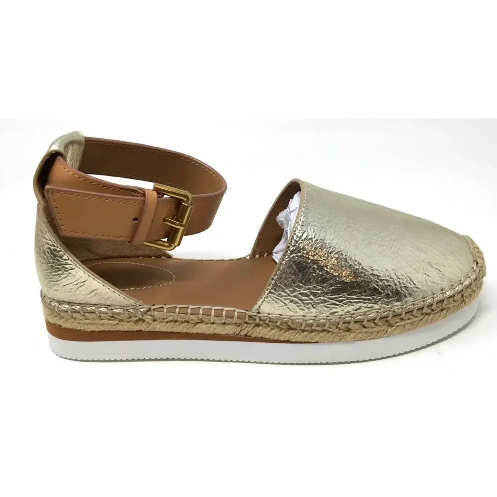 See by Chloe Glyn Women's Size 39 Metallic Gold Closed-Toe Platform Sandals - Picture 7 of 8